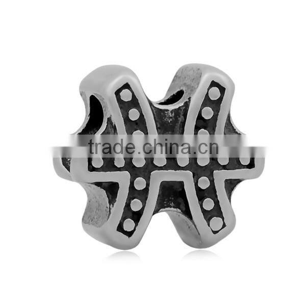 Wholesale 12 Constellations Totem Vintage Tone Stainless Steel Big Hole European Charm Beads Jewelry Accessories SEB-LG527