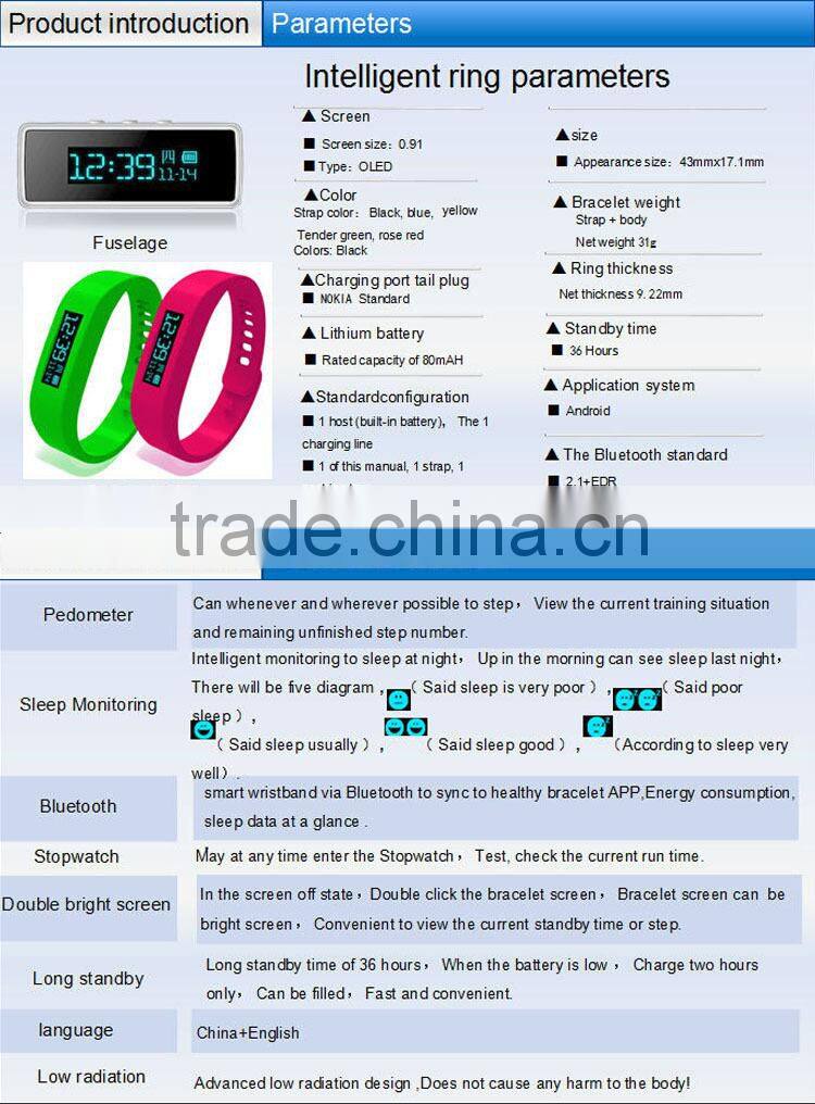 OLED Bluetooth 4.0 Smart Bracelet Sport Watch with Pedometer Sleep Monitoring Calorie-burning Counter for Android Smart Phones