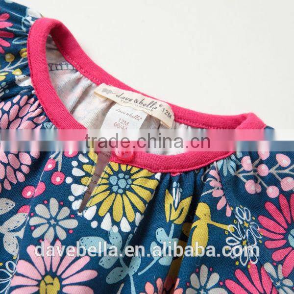 DB799 dave bella 2014 fall/winter printed long sleeve baby clothing sets for girl wholesale printed sets baby clothing sets