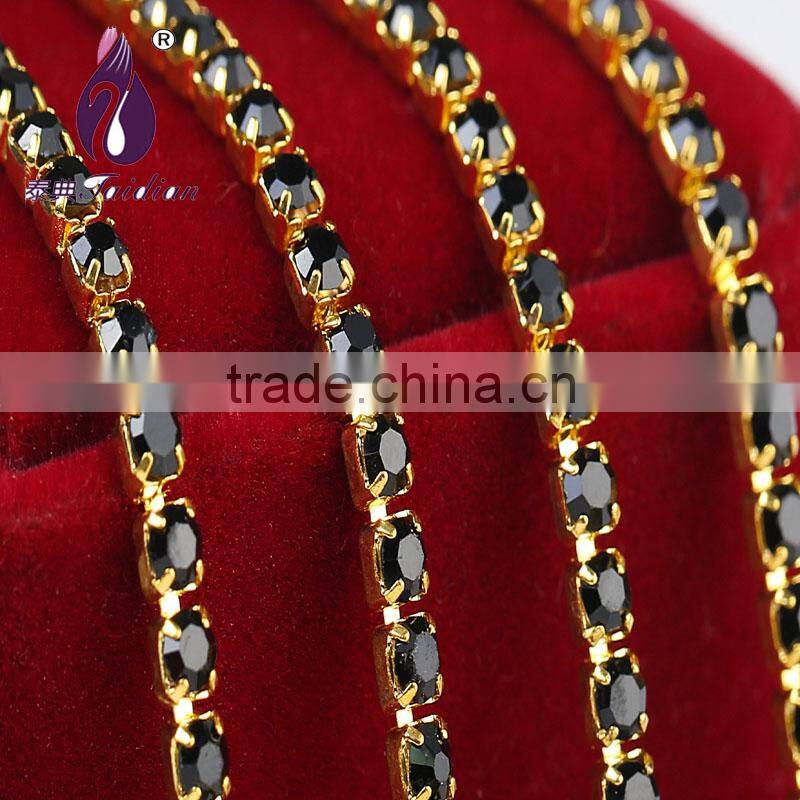 SS12( 3.0-3.2mm) gold Rhinestone cup chain for Bags ,Shoes,Belt,Garment Decoration Etc