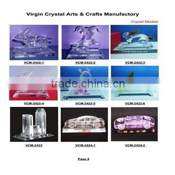 Crystal 3d modern model building with glass base /crystal model aircraft building models for office decorations