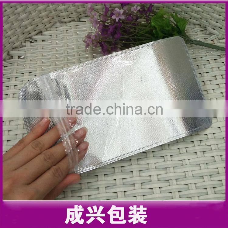 hanging packaging bag/nylon zipper pouch/golden silver color packing sleeve for mobile phone cover