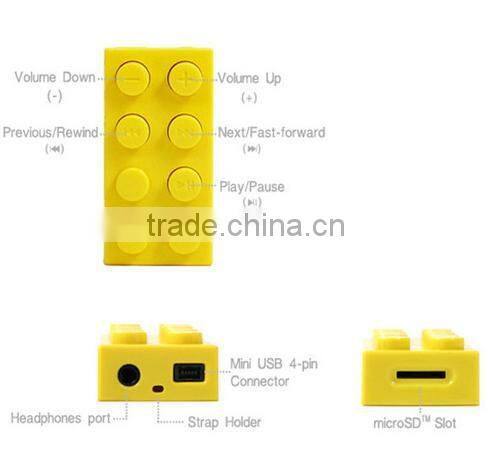 long playing time children building block mp3 player 2gb 4gb toy brick mp3
