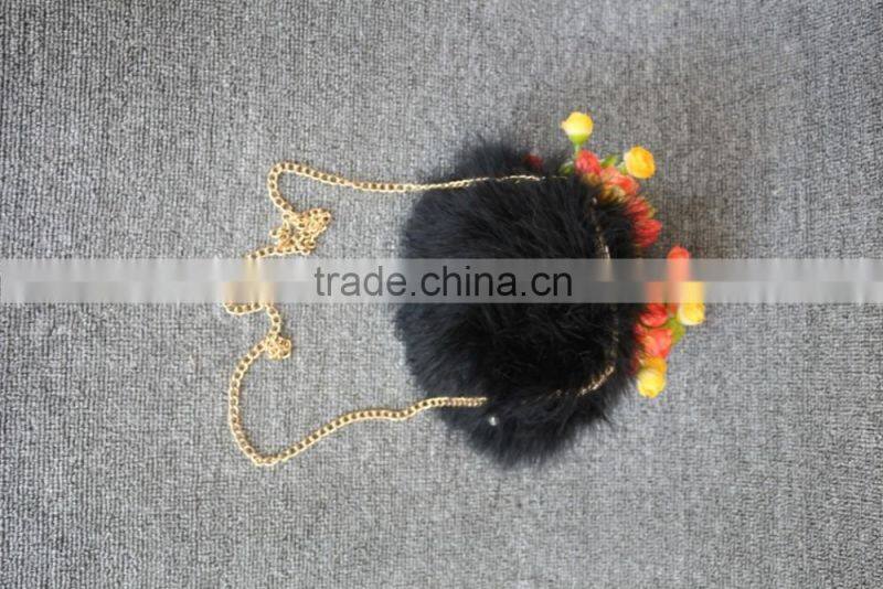 Fashion Design Winter Girls Fur Hand Bags / Hot Sell Turkey Fur Key Bag Cheap Price