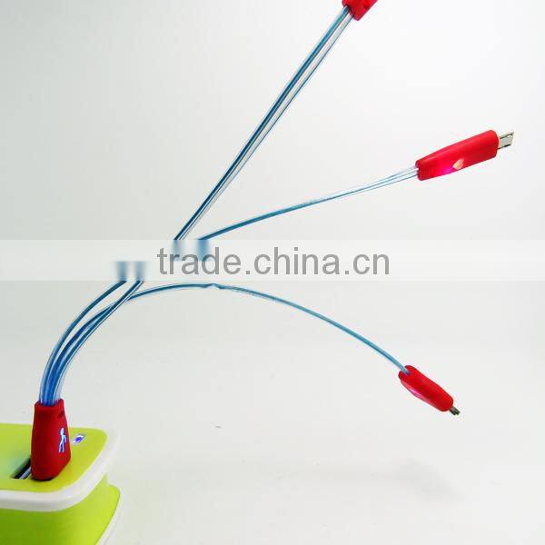 Fashion LED new design USB cable charger for android 3 in 1 multifunction
