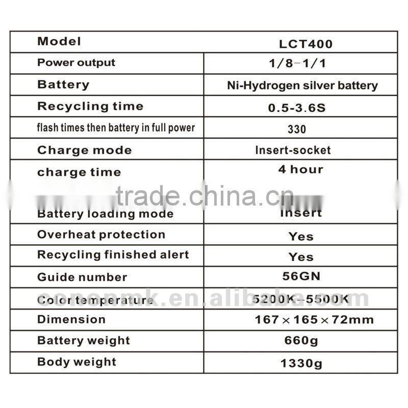 Cononmark LCT400WS outdoor strobe light for commodity shooting