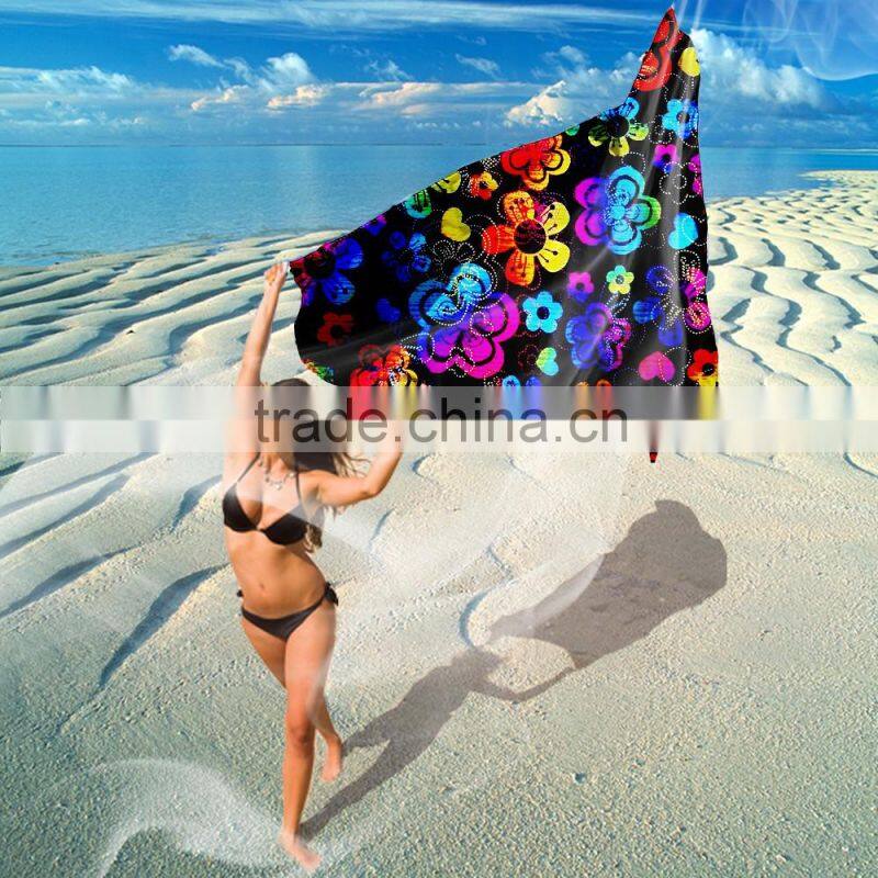 2016 Wholesaler Beach Smock Shawl Lining 90% Polyester 10% Spandex 3D Print Stretch Knitted Mesh Fabric