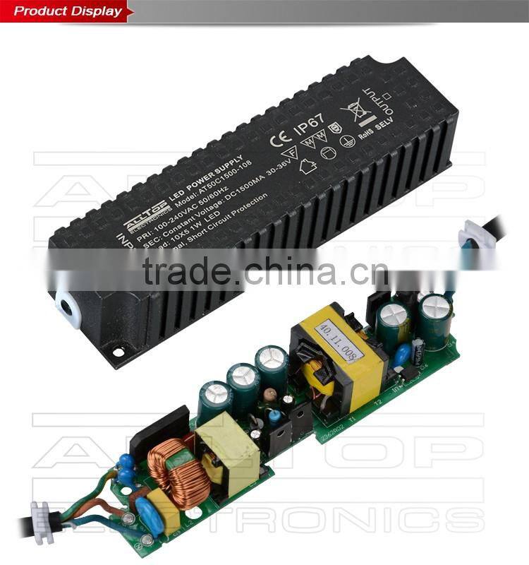 Waterproof IP67 constant current 1800ma 60w led street light driver