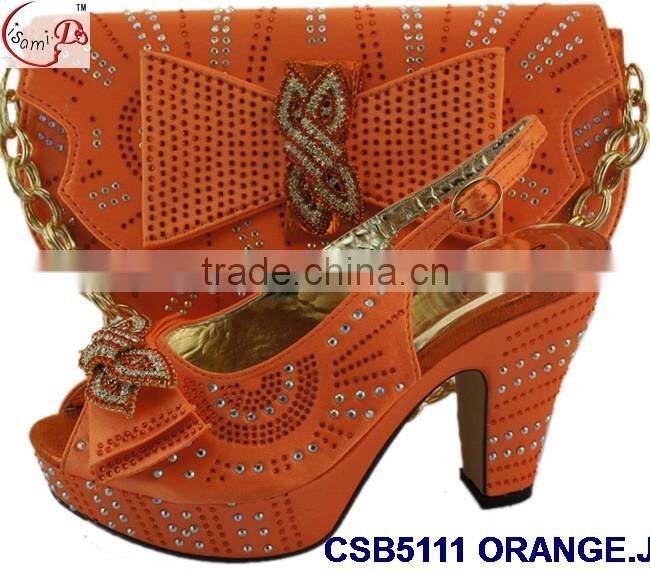 high rough heals shoes and bag match set with stones famous in European style for young lady for wedding /party