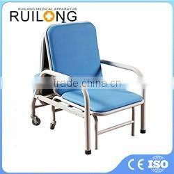 Steel Fold Out Medical Care Bed Chair With Wheels