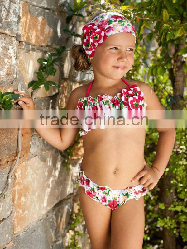 Domi full sexy photos girls removable foam cups and silver embroidery kids fashion bikini for girls