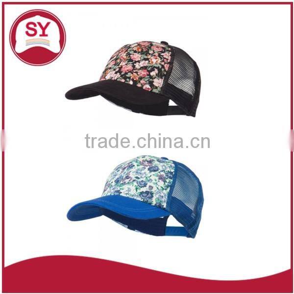 Customize Floral 5 panel Trucker Mesh Snapback Cap