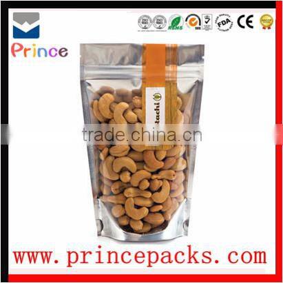 Aluminum foil moisture proof resealable heat seal compound clear plastic bag with hang hole