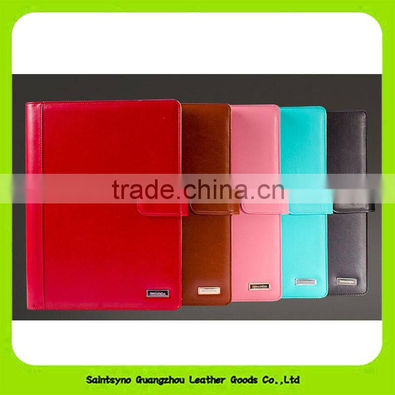 16037 Office a4 genuine leather portfolio business executive padfolio classification folder document clip holder