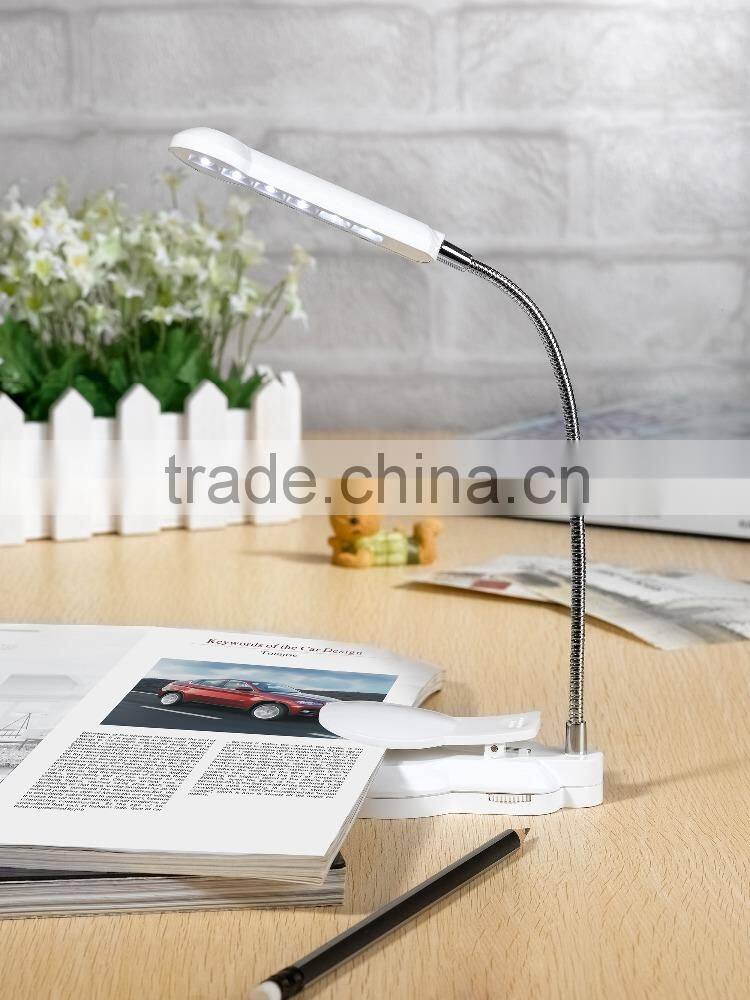 6 pcs of LED light, simlar to the nature light,Can be clipped to a book or stand on desk Reading lamp