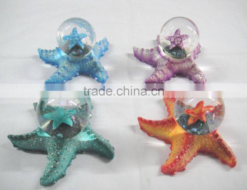 45mm resin starfish water globe for home decoration