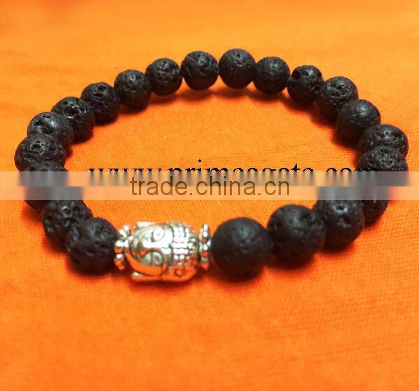 Black Lava Elastic Beads Buddha Bracelet | A grade good quality gemstone bracelet | Agate new jewelry 2016 bracelets