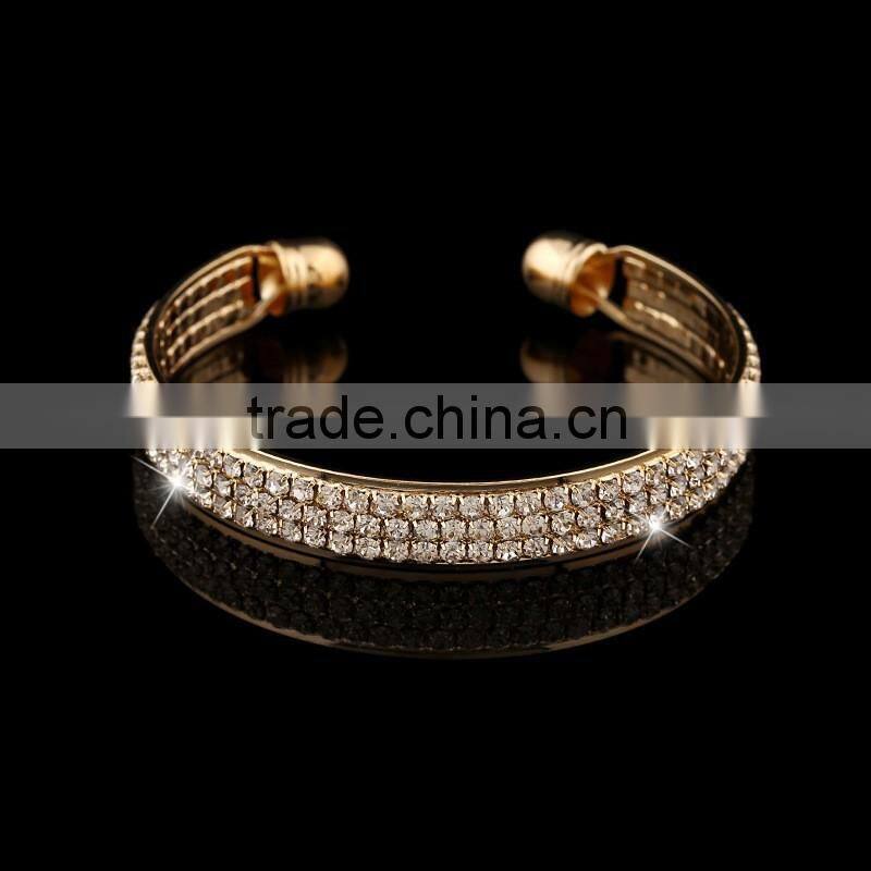 High Quality Women Europe and America Exaggerate Gold Metal Weave Bracelet Wide Bangles Fine Jewelry Cuff Bracelets