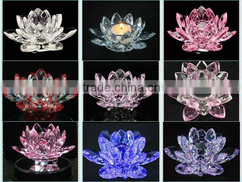 Polished Iridescent Crystal Lotus Flower For Prom Decoration
