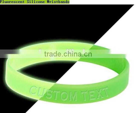 custom logo cheap silicone fluorescent bracelet