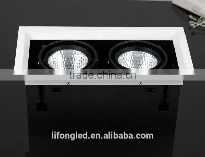 Dual head 2x9w square COB LED Ceiling light 18w LED Grille downlight