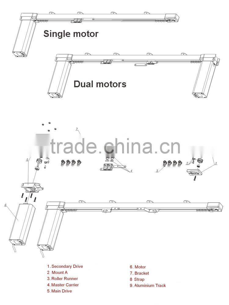 Electric motorized curtains for hotel