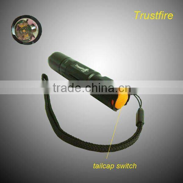 trustfire cree Q5 led torch aa battery rechargeable led flashlight 160 lumens with yellow tail switch saled by original factory