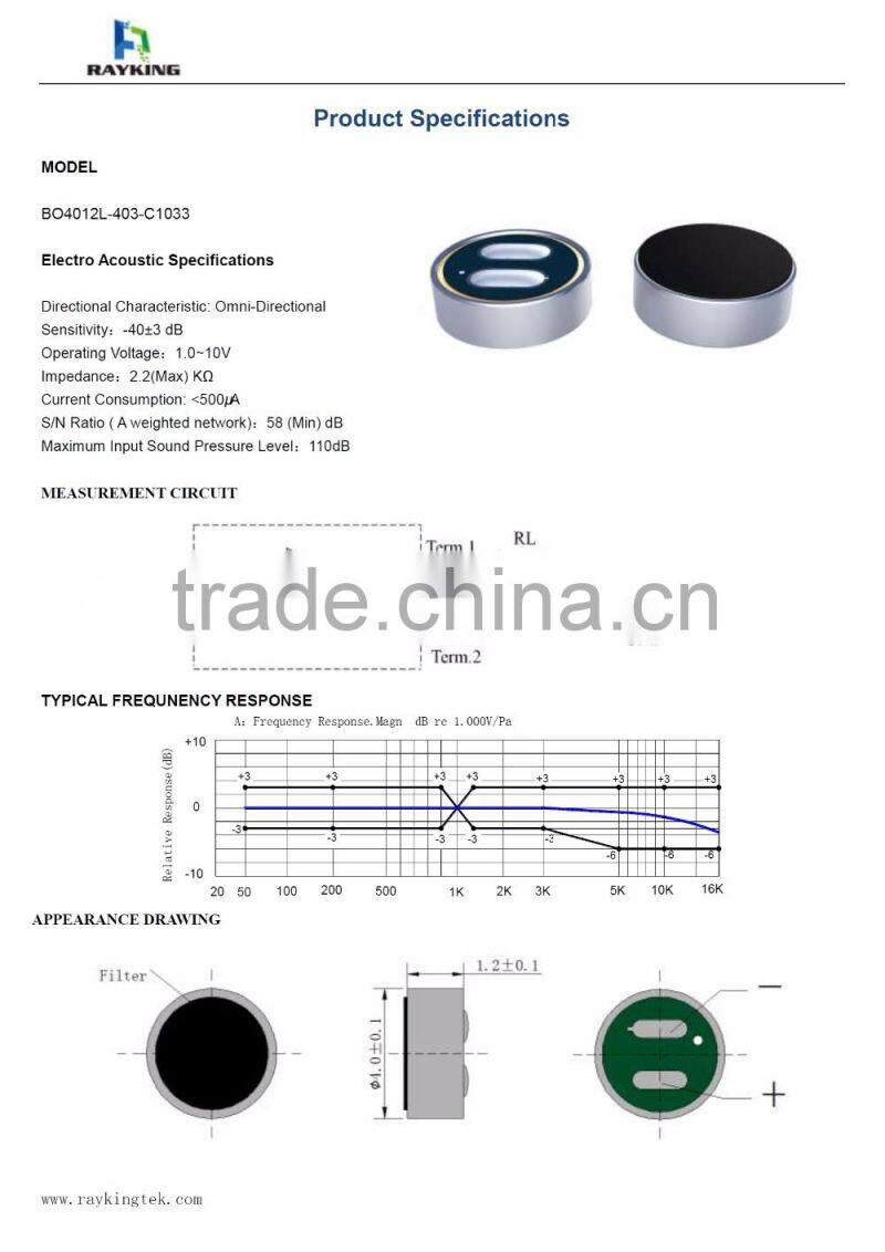 4mm mic component capacitive electrect microphone for bluetooh earphone