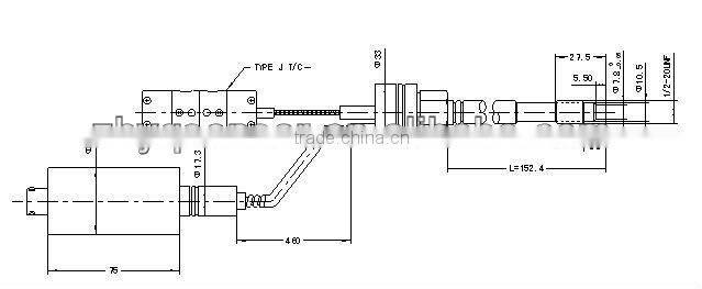 oil filled no harm flexible melt pressure transducer with thermocouple