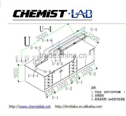 All Steel Dental Bench With Reagent Shelf & Epoxy Resin Top in Hospital Laboratory