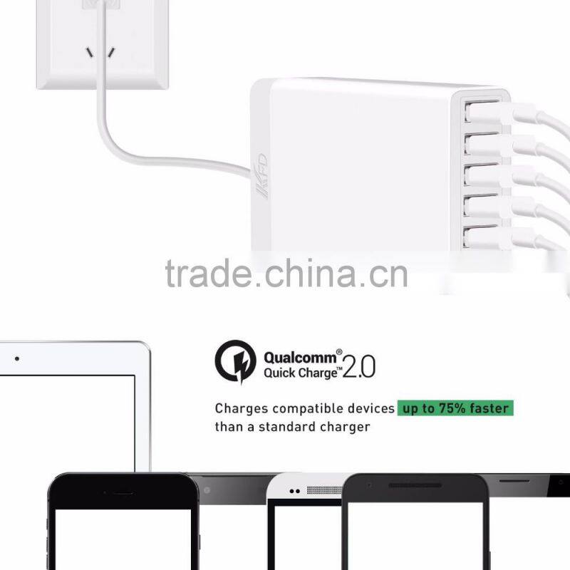 2016 Quick Charger for mobiles Certified with 6 USB ports