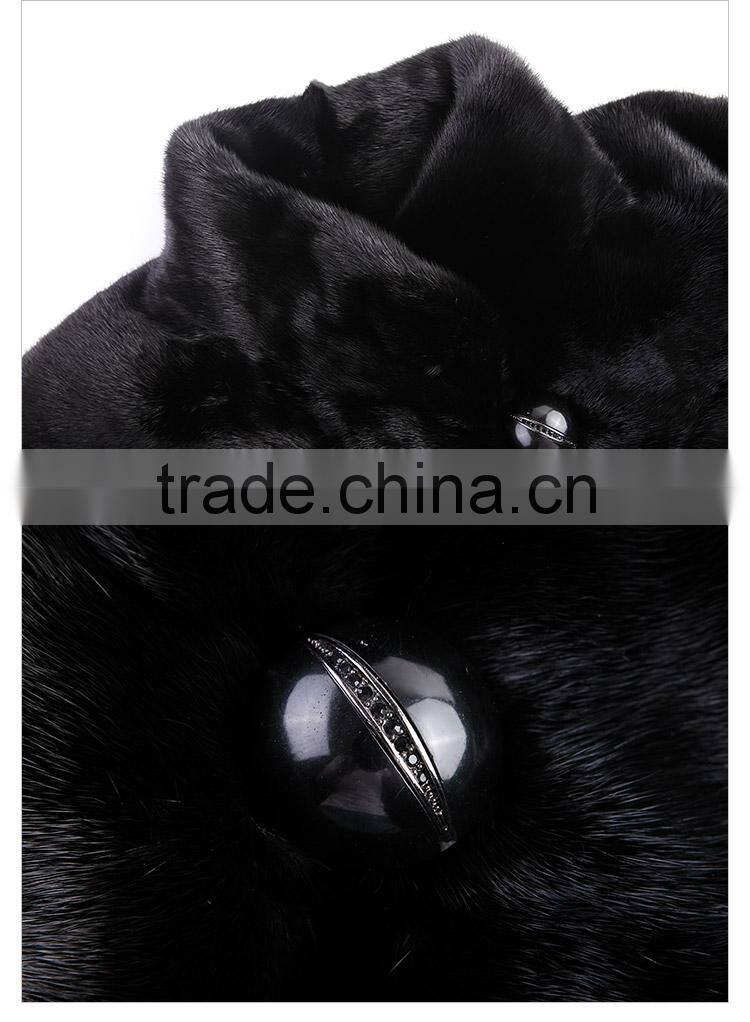 hot sale back mink fur long coat for women winter