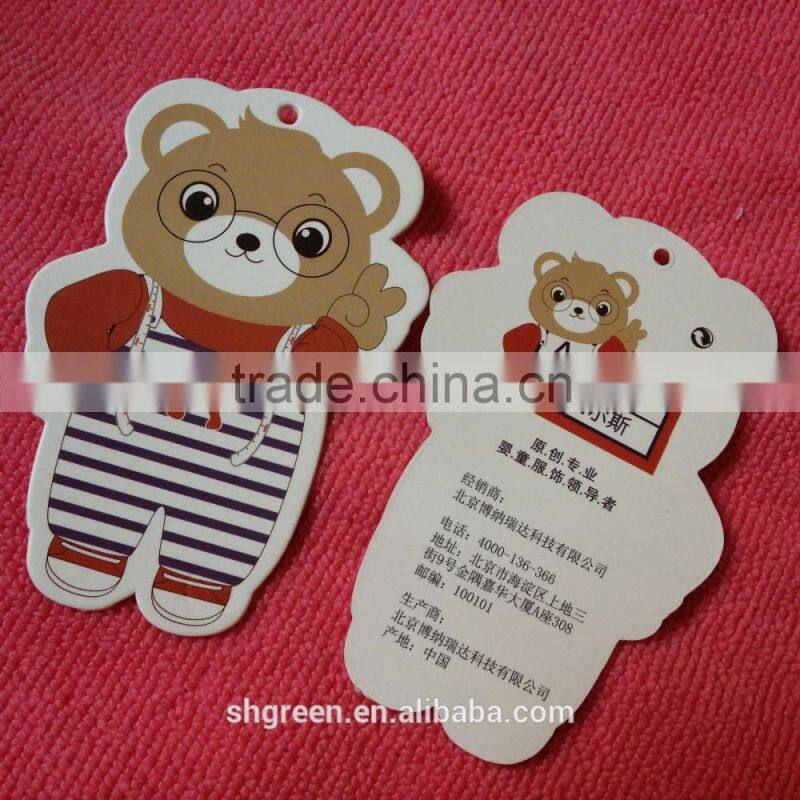 Die cut UV embossing hangtag for baby clothing