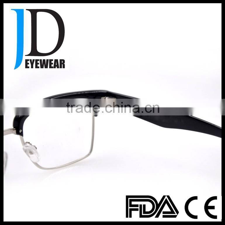 Fashion and latest design eyewear metal optical frames wholesale and promotion eyeglasses with wide temple