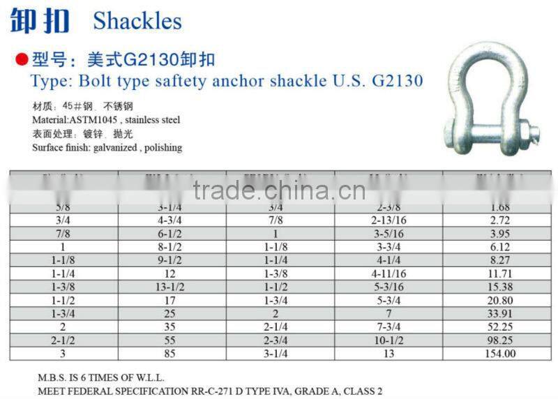Crane lifting bow shackle mini bow shackle for sale