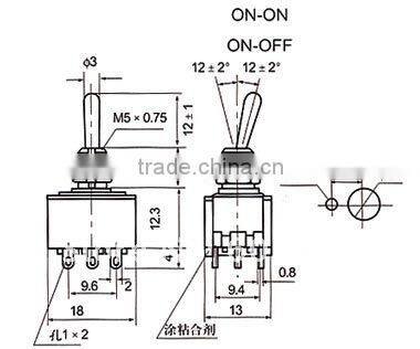 MTS-302 Toggle Switch 9 Pins 3PDT ON-ON