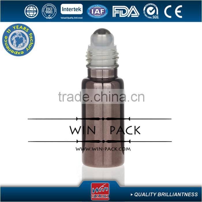 1oz grown color glass bottle with silver metal cap and metal roller