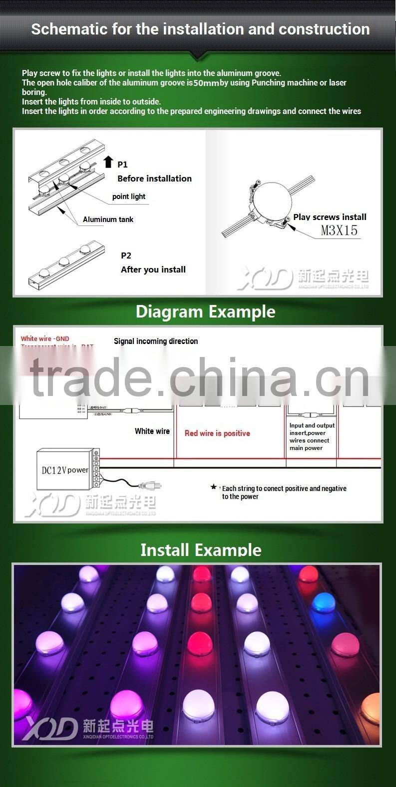 DC24V 50mm ic 9883/XQD3203 /1914 high qualight pixels point light signal break-point continuous transmission