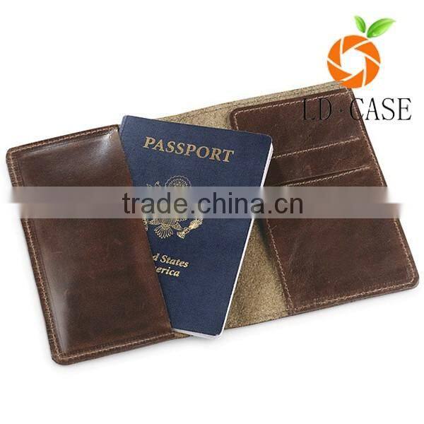 Wholesale Men Vintage Brown Cow Genuine Leather Travel Document Passport Holder Wallet