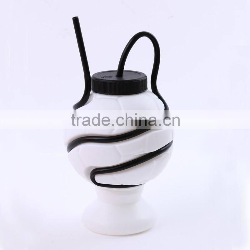 Plastic cup with swirly straw