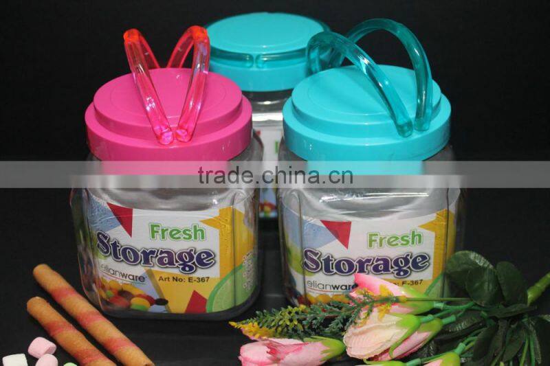 Square Plastic Fresh Food Storage Container 1.2L for pasta, coffee, tea, crackers and candy
