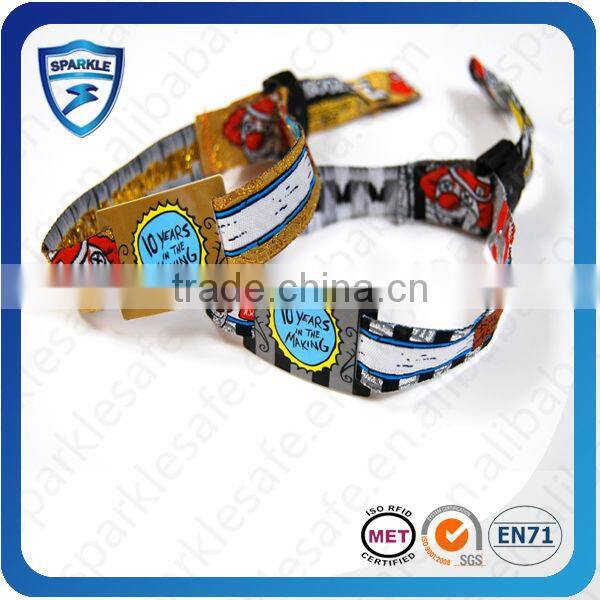 Hot sell rfid fabric wristband with plastic fastener