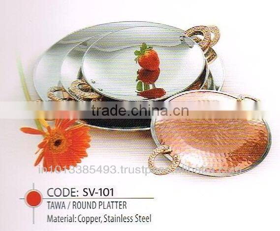 Round Platter Copper Tawa