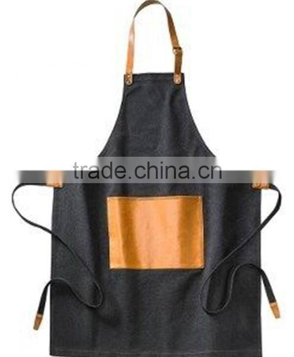 Full length new style bib dishwasher butcher fish cutting apron with green closure strips