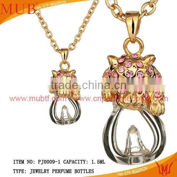 Leopard Shape Necklace Pendant Glass Perfume bottle jewelry Necklace