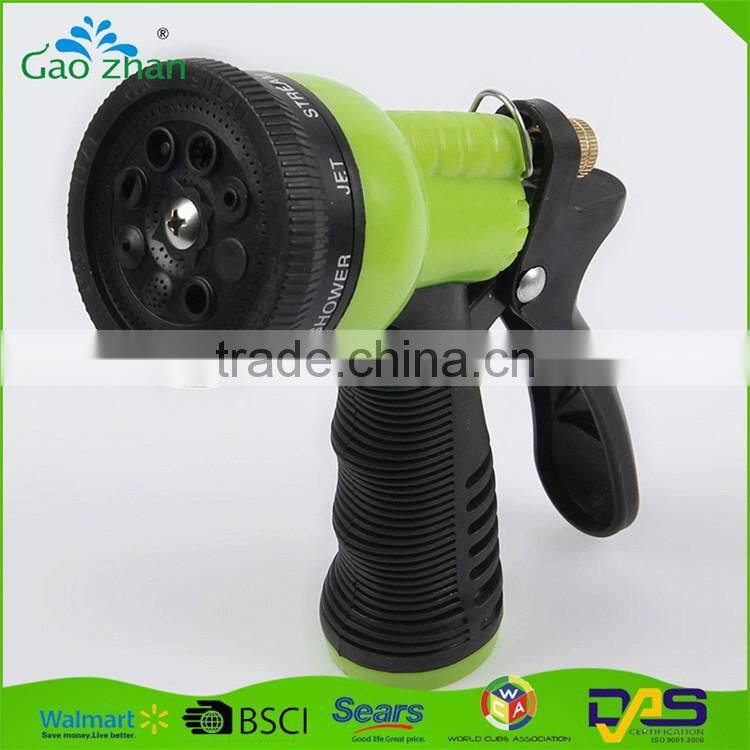 china supplier 8 patterns plastic water spray nozzle garden hose nozzle