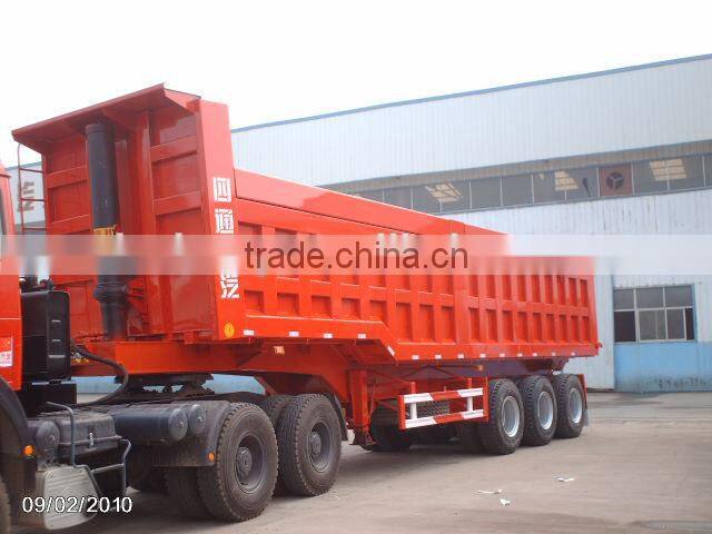 Three Wheels Semi Dumping Trailer And Dump Truck On Sale