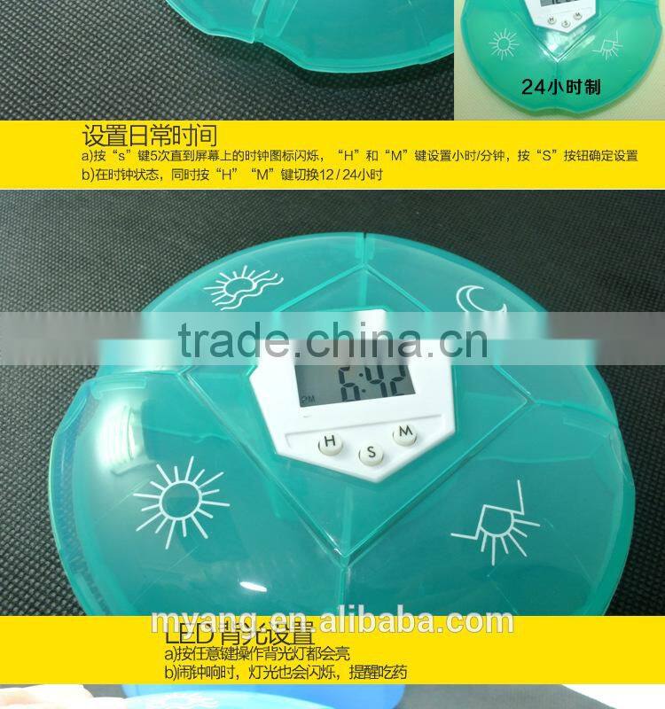 2015 new electrical Reminder pill box with alarm timer with flash/ Digital pill box reminding timer/capsule storage case timer