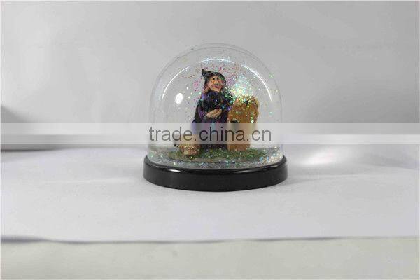 Plastic water globe with custom halloween witch inner