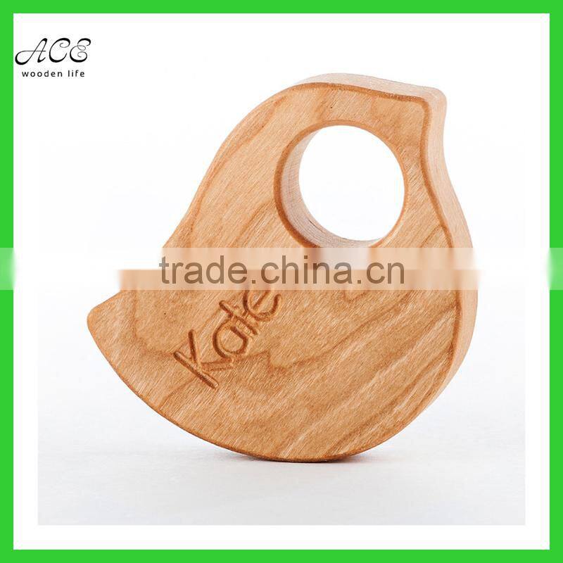 Bird shape FDA Grade wooden rattle
